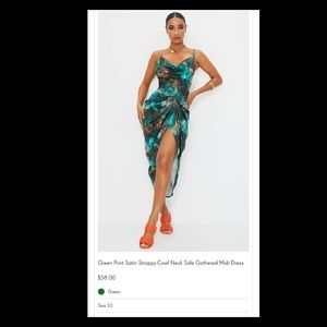 PrettyLittleThing Satin Midi Dress. Size 10.